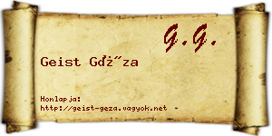 Geist Géza névjegykártya